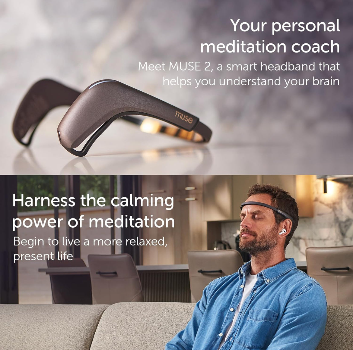 Muse 2 : The Brain Sensing Headband - EEG Headband - Meditation Tracker and Monitor