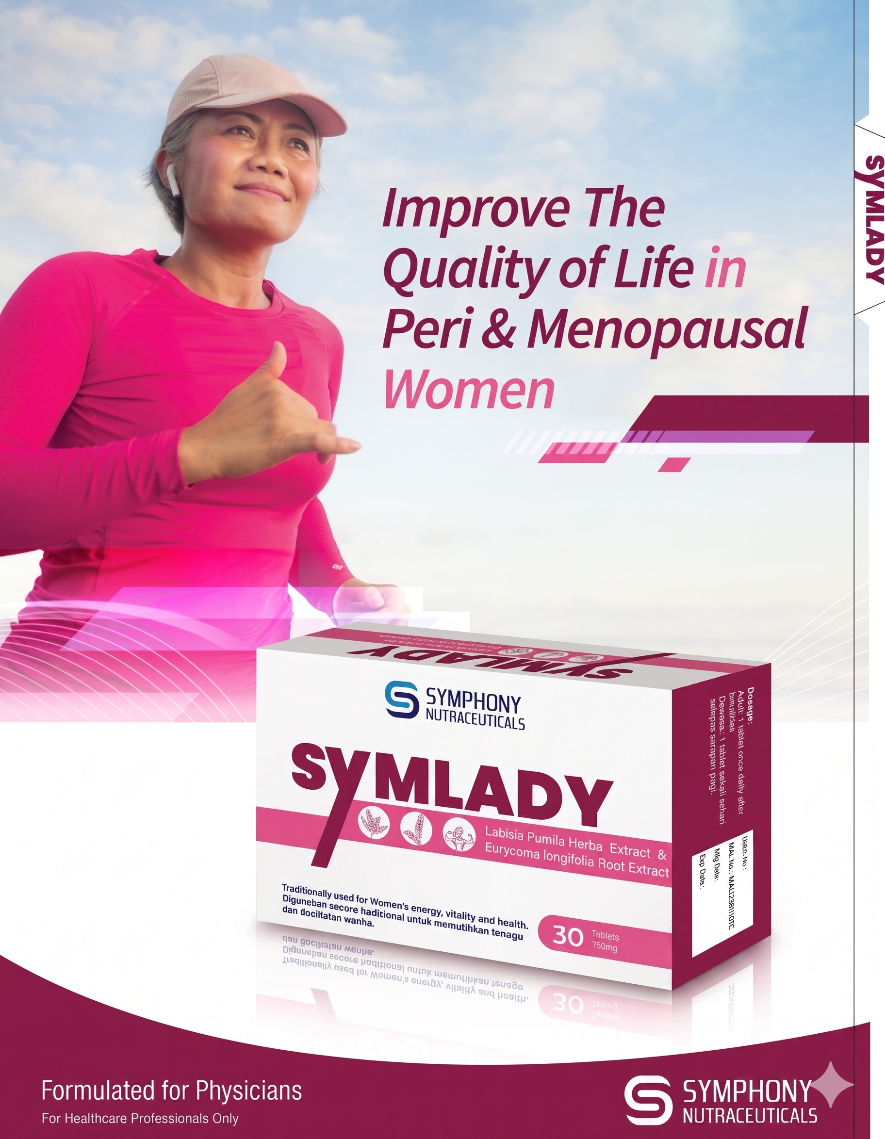 Symlady - Formulation to improve symptoms and quality of life in all stages of menopausal women